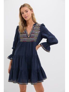 Tuckernuck Kenzo POMANDER PLACE Navy Embroidered Sequin Kenzo Dress Sz XS